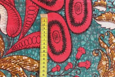 Preview: TURQUOISE FLOWER GARDEN  Osikani Stoff